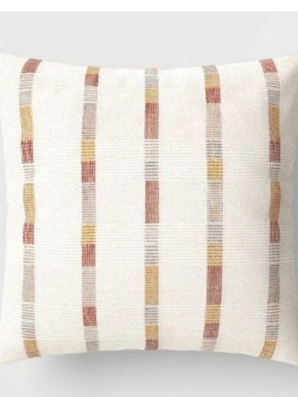 Studio McGee Decorative Cream Throw Pillows Rust and Mustard Stripes Sz 26x26